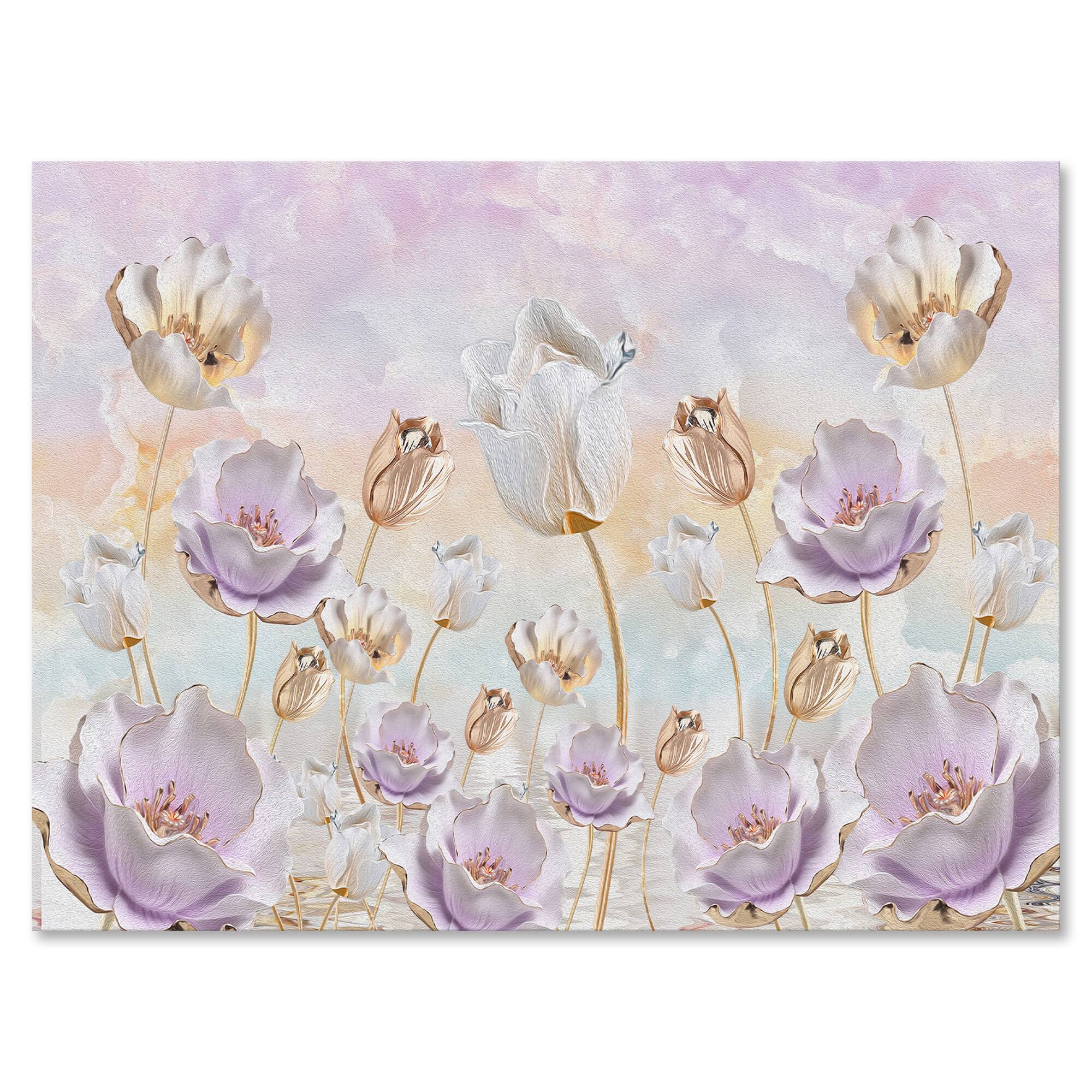 Designart - Blossoming Flowers In Pastel Tones